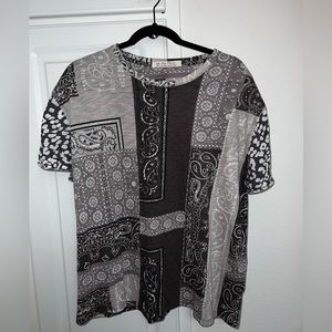 free people gray bandana and cheetah print shirt